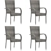 vidaXL 5-tlg. Garten-Essgruppe Poly Rattan Grau