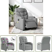 The Living Store Massagesessel Elektrisch Hellgrau Stoff