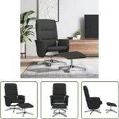 The Living Store Massagesessel mit Fußhocker Schwarz Stoff