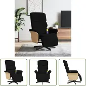 The Living Store Massagesessel mit Fußteil Schwarz Stoff
