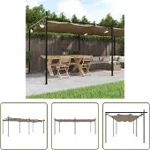 The Living Store Pergola mit Schiebedach Taupe 589x292x230 cm