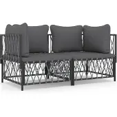 vidaXL 2-tlg. Garten-Lounge-Set mit Kissen Anthrazit Stahl