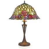 Casa Padrino Tiffany Tischleuchte Hockerleuchte im Mosaik Design, Mehrfarbig, Durchmesser 40 cm, Modell ModX3b
