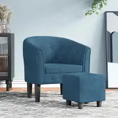 Prolenta Maison Exclusive - Clubsessel mit Fußhocker Dunkelblau Samt