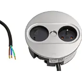 Bachmann TWIST2 1xUTE 1USB Inox-Optik rund Aderendhülsen USB Charg. A/C 2m - (Offline-) USV