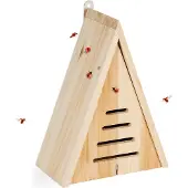 Relaxdays Marienkäferhaus, Marienkäferhotel Garten, zum Aufhängen, Holz unbehandelt, Insektenhotel Marienkäfer, natur