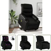 The Living Store Massagesessel mit Aufstehhilfe Schwarz Kunstleder