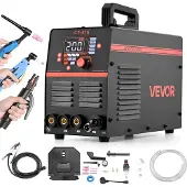 Vevor Schweißgerät 3-in-1 Kombi, Schneiden/WIG/MMA, 50-A-Plasmaschneider & 200-A-WIG-Elektrodenschweißgerät, LED-Digitalanzeige mit 2T/4T/PA/PT-Funktion für Heimwerkerarbeiten & Werkstätten
