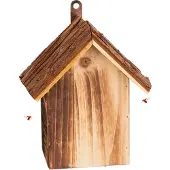 Relaxdays Marienkäferhaus, Holz, HxBxT: 22 x 18 x 12 cm, wetterfest, zum Aufhängen, Insektenhotel für Marienkäfer, braun