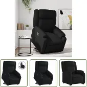 The Living Store Relaxsessel mit Aufstehhilfe Schwarz Kunstleder