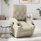 vidaXL Schlichtes Massagesessel mit Aufstehhilfe Creme Kunstleder - Fernseh- & Relaxsessel DE3777913 2parcel