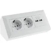 Chilitec 2-fach Steckdosenblock + 2x USB weiß ma 250V/ 16A Aufbaumontage USB 3,1A