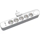Plastrol Dauerverlängerungskabel mit 3-fach Stecker und Schalter und Buchsen USB A, USB C, 5m, SCHUKO PS-370SWS+USBA+USBC/5 E