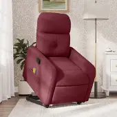 Prolenta Maison Exclusive - Massagesessel mit Aufstehhilfe Weinrot Stoff