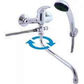 RAV SAZAVA Wand-Wannenmischer aus Chrom mit langem Auslauf SLEZAK Ihre Wahl: Mit Handbrause mit festem Halter,