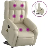 Syfax Massagesessel mit Aufstehhilfe Creme Kunstleder