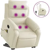 Syfax Massagesessel mit Aufstehhilfe Creme Kunstleder