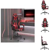 vidaXL Gaming-Stuhl Drehbar Schwarz und Rot Kunstleder - Gaming-Sessel