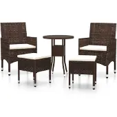 vidaXL 5-tlg. Garten-Lounge-Set Poly Rattan Braun