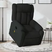 Prolenta Maison Exclusive - Massagesessel mit Aufstehhilfe Schwarz Stoff