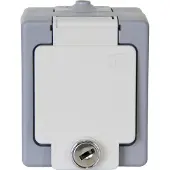 Kopp 105648002 STANDARD - Schutzkontakt-Steckdose, Klappdeckel, abschließbar, Farbe: grau