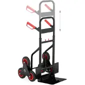Relaxdays Sackkarre Treppensteiger, klappbare Transportkarre, bis 200 kg, Vollgummireifen, höhenverstellbar, schwarz/rot