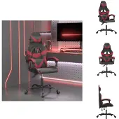 vidaXL Gaming-Stuhl Drehbar Schwarz und Weinrot Kunstleder - Gaming-Sessel