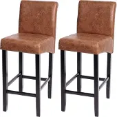 Generique 2er-Set Barhocker HWC-C33, Barstuhl Tresenhocker, Holz WildKunstleder, dunkle Beine, Stoff/Textil