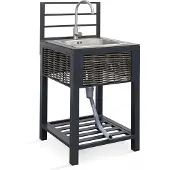 Oviala Aluminium- und Rattan-Außenküchenspülmöbel - Clari