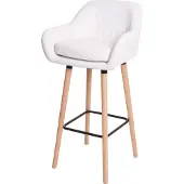 Mendler Barhocker Malmö T381, Barstuhl Tresenhocker MVG- Kunstleder, weiß
