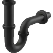 Alcadrain Röhrengeruchverschluss „U“ für die Waschbecken DN32 mit einer Überwurfmutter 5/4", Schwarz-Matt