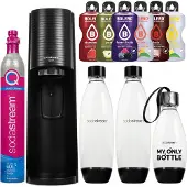SodaStream Wassersprudler Terra Schwarz Set mit 3 Flaschen und Sirup