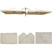 Mendler Sonnenschirmbezug T44, 8 Streben 3x3m Polyester, Ersatz-Bezug für Doppel-Ampelschirm T44 creme mit Flap