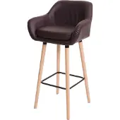Mendler Barhocker Vaasa T381, Barstuhl Tresenhocker MVG- Kunstleder, braun