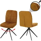 Mendler 2er-Set Esszimmerstuhl HWC-M68, Küchenstuhl Lehnstuhl, drehbar Auto-Position, Metall Stoff/Textil gelb