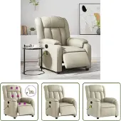 The Living Store Massagesessel Elektrisch Creme Kunstleder