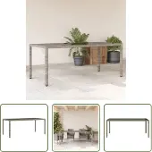 The Living Store Gartentisch mit Glasplatte Grau 190x90x75 cm Poly Rattan