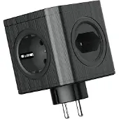 Plastrol Steckdosenadapter mit 4x 230V Steckdosen und 3x USB-A Schwarz