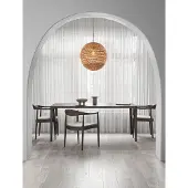 Nova Luce Pendelleuchte Bola E27 Schwarz Beige Textil Rattan Ø50cm 9586524