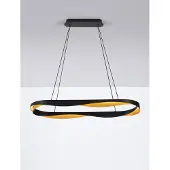 Nova Luce LED Pendelleuchte Radon dimmbar 63W warmweiss 3000K Schwarz Gold Aluminium 100x36cm 9186949
