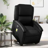 vidaXL Eleganten-Stil Massagesessel mit Aufstehhilfe Schwarz Kunstleder - Fernseh- & Relaxsessel Hommie5780906 2parcel