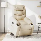 vidaXL CLORIS Relaxsessel mit Aufstehhilfe Creme Stoff - Fernsehsesel LL0000254942