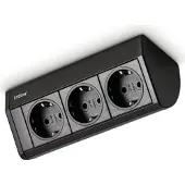 Schulte elektrotechnik EVOline Dock Aluminium SCHWARZ mit 3 x VDE Steckdosen / Steckdoseneinheit / Steckdosen