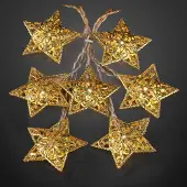 Hellum Lichterkette LED Sterne gold Motiv Metall Weihnachten Deko Beleuchtung Batterie