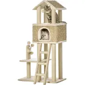 Dopwii mit Katzenhöhle inkl. Spielzeug Sisal Plüsch Khaki + Beige + Kaffee
