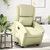 vidaXL "im " Relaxsessel mit Aufstehhilfe Creme Echtleder - Fernseh- & Relaxsessel CC9041