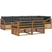 vidaXL Outdoor-Sofagarnitur 7 stk. Natur und Anthrazit