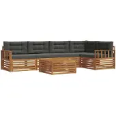 vidaXL Outdoor-Sofagarnitur mit Kissen 6 pcs Natur und Anthrazit