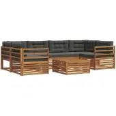 vidaXL Outdoor-Sofagarnitur 7 Stk. Natur und Anthrazit