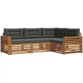 vidaXL Outdoor-Sofagarnitur 4 stk. Natur und Anthrazit